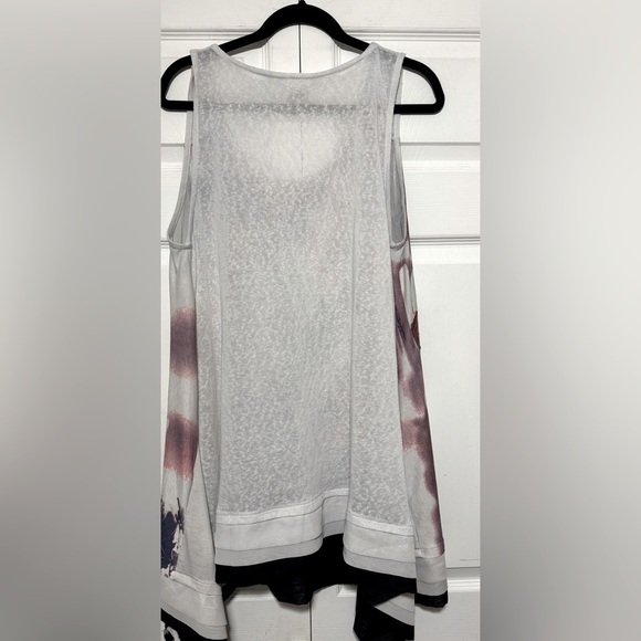 Fleur Di Lis Sequin Butterfly Print Women's Asymmetrical Tank Top Size XL - Picture 3 of 3